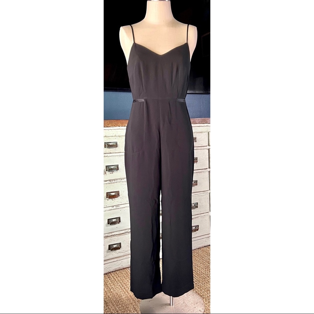 Anthropologie Black Spaghetti-Strap Jumpsuit